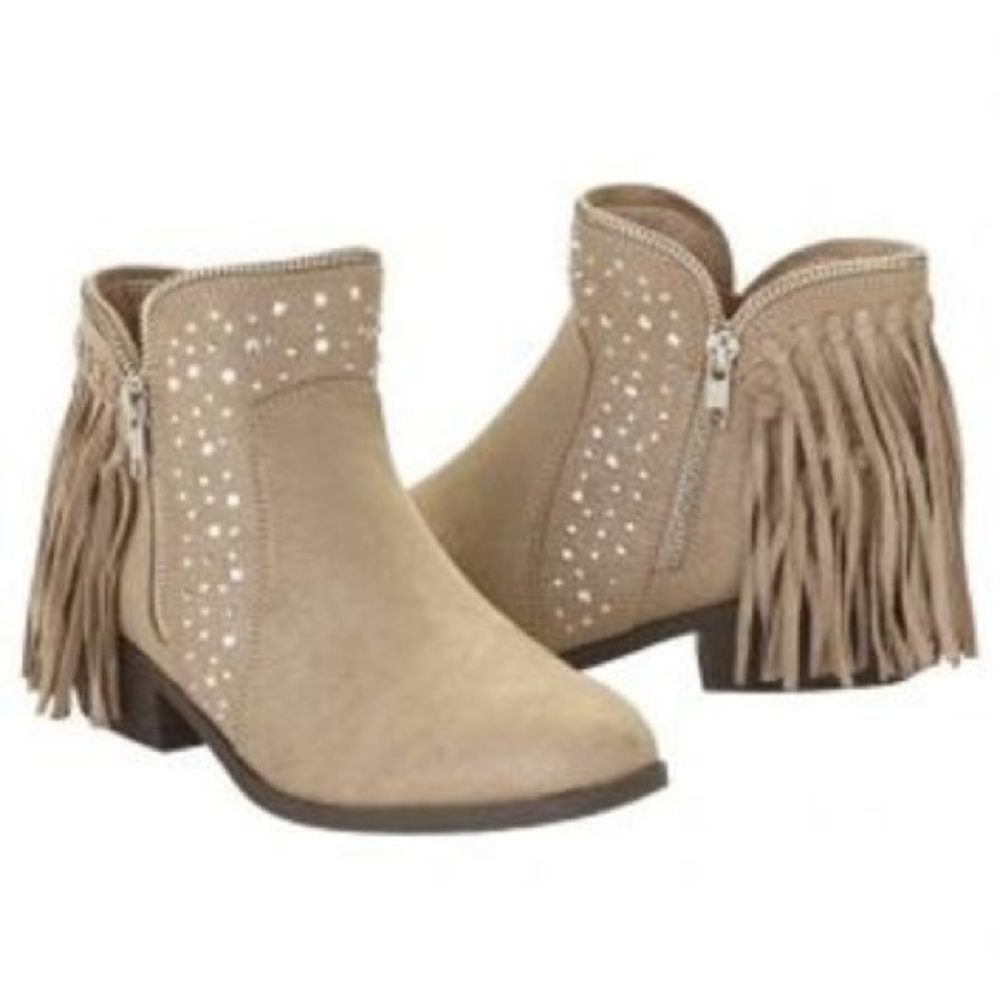 Embellished Fringe Shorty Boots
